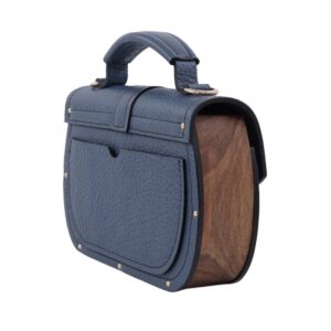 Lignum zenska kozna torba plave boje, sa strane