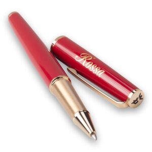 Otvorena olovka rossa, crvene boje sa zlatnim detaljima