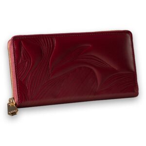 Ženski kožni novčanik floral kolekcije, bordo boje.