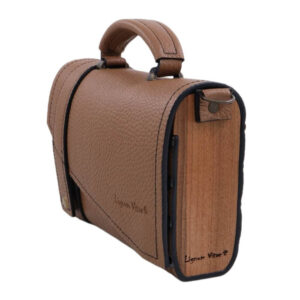 Braon kozna i drvena torba lignum brenda