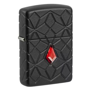 Zippo upaljac crystal crne boje sa kristalom crvene boje po sredini