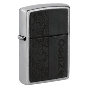 ZIPPO UPALJAČ LEATHER EMBLEM 46919 1 Zippo crni upaljac emblem leather crno sive boje